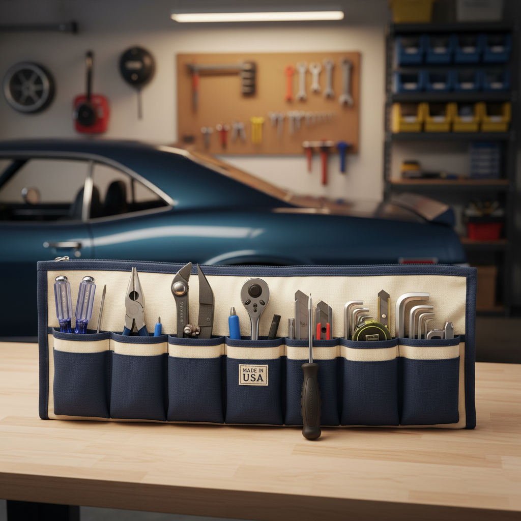 Small Tool Clutter in Your Workspace Now, Costly Disorganization Later — Prevented by a USA-Made 9 Pocket Tool Bag Pouch
