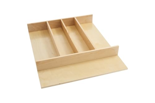Custom Trim-to-Fit Silverware Drawer Organizer For Kitchen Utensils, Cutlery Cabinet Storage Divider Insert, 18.5" x 22", Maple Wood, 4WUT-1