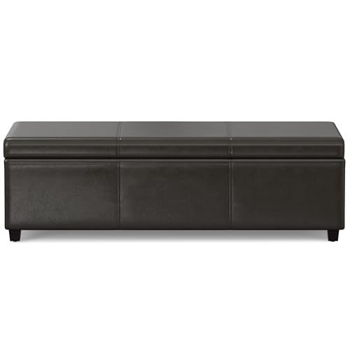 Avalon 54" Wide Vegan Leather Storage Ottoman in Tanners Brown - view 6