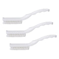 Detail Brush Grout Brush, Crevice Brush with Hanging Hole for Bathroom, Kitchens, Countertop, Plastic, 9 Inches, White (Pack of 3)
