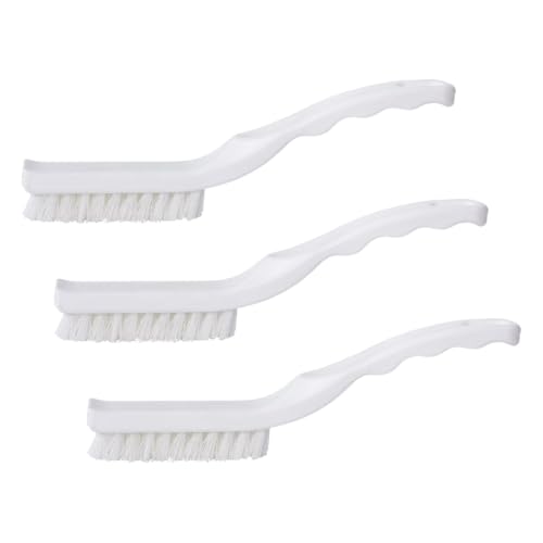 Detail Brush Grout Brush, Crevice Brush with Hanging Hole for Bathroom, Kitchens, Countertop, Plastic, 9 Inches, White (Pack of 3)