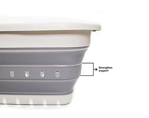 41L Collapsible 3 Handled Plastic Laundry Basket - Foldable Pop Up Storage Container/Organizer - Portable Basket - Space Saving Hamper/Basket (3 handled rectangular, Grey/Dark Grey) - view 4