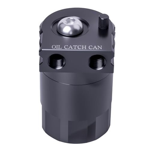 Oil Catch Can, 300ML Baffled Oil Can with Breather Filter, Universal Aluminum Air Oil Separator Breather Tank with 3/8" ID Fuel Hose Kit,Crankcase Ventilation System for Car Engine Protection - view 6