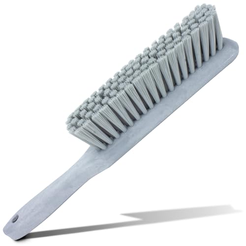 8 Inch Soft Counter Brush with Polyester Bristles and 5 Inch Handle, Color Coded Handheld Broom for Tables Countertops and Foodservice Surfaces, Gray