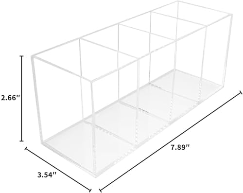 Acrylic Pen Holder 4 Compartments,Clear Pen Holder Makeup Brush Holder - view 2