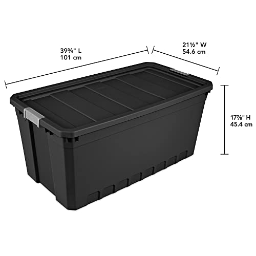 50-Gallon Large Stackable Rugged Industrial Storage Tote Container with Gray Latching Clip Lid for Garage, Attic, Worksite, or Camping - view 4
