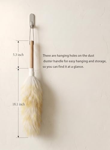 2Ft Pure Lambswool Duster with Solid Wood Handle, Non-Scratch Dusting Wand with Natural Lanolin for Cleaning Ceiling Fans, Window Blinds, Keyboards and Dashboards (Gradient Yellow, 2Ft) - view 3