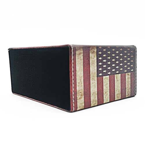 Pen Holder, Rectangle Vintage Pencil Holder with 2 Compartments, PU Leather Art Remote Control Holder Organizer Storage for Desk Accessory (American Flag) - view 5