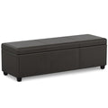 Avalon 54" Wide Vegan Leather Storage Ottoman in Tanners Brown