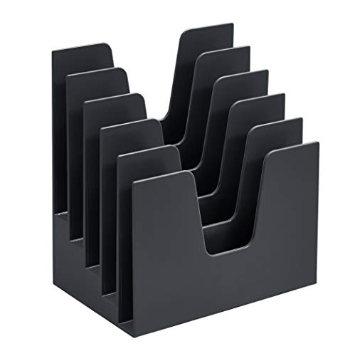 5 Section Incline File Sorter Organizer, Desktop Mail Holder, Black
