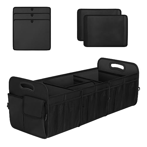 Large Capacity Trunk Organizer, Waterproof Car Accessory, Non-Slip, Foldable, Suitable for All Vehicles, Black