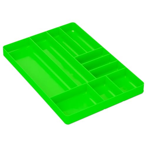 ERNST Tool Organizer Tray, Green, 10-Compartments, Storage, Garage, Workshop, Organization, Tools, Equipment, Heavy-Duty, Durable, Industrial, Workbench, Efficient Storage - Made in the USA