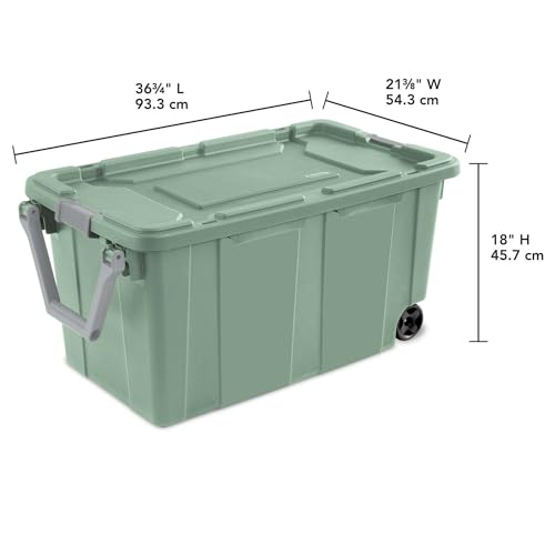 Extra Large Storage Bin, 40 Gallon Wheeled Plastic Storage Container with Handle, Green, Pack of 2 (GREEN) - view 4