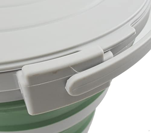 10L (2.64Gallon) Collapsible Fishing Bucket with Locking Lid - Portable Plastic Water Pail - Space Saving Outdoor Waterpot - Trunk Organizer for All Types of Vehicles (Grey/Dark Sea Green) - view 5