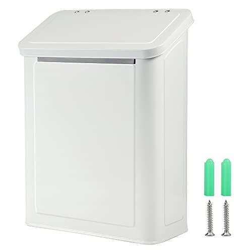 Magnetic Laundry Storage, Large Metal Lint Holder Bin with Lid for Laundry Room, Space-Saving Trash Container Hanging on Dryer, Washer or Wall Mount Trash Bin (White)