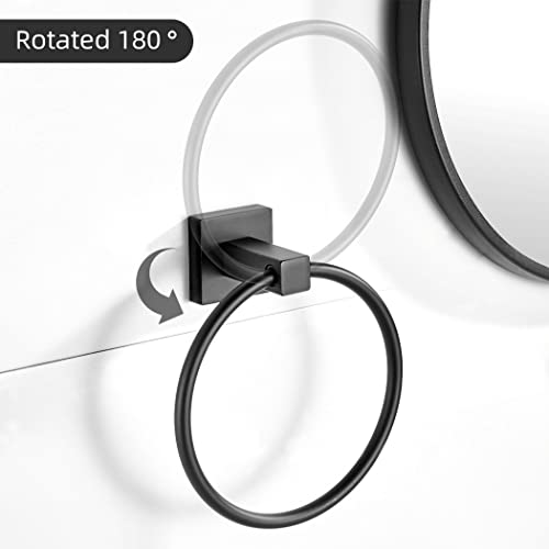 Black Toilet Paper Holder Towel Ring, Black Bathroom Hardware, Hand Towel Holder Toilet Paper Roll Holder Set, Wall Mounted Stainless Steel Bathroom Accessories, 2 PCS - view 3