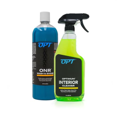 Optimum No Rinse Version 5 (32 Oz) with Optimum Interior Cleaner (17 Oz) Bundle – ONR Rinseless Car Wash with 17 oz Auto Interior Cleaning Solution for Leather, Upholstery, Carpet, and Interior Trim