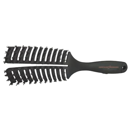 Vent Brush (Slim) | Hair Brush for Gentle Detangling and Massaging. Hair Brush with Ergonomic Handle, with Natural Bristles and Nylon Pins for Healthy Hair | Colour: Black