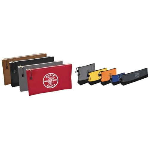 Canvas Zipper Bags and Stand-Up Tool Pouch Set with Carabiners, 4 and 5-Pack