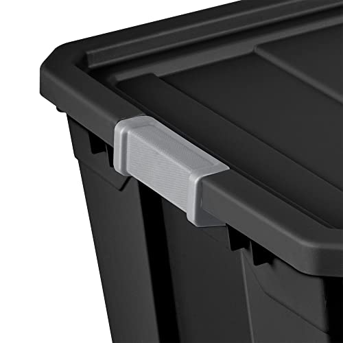 50-Gallon Large Stackable Rugged Industrial Storage Tote Container with Gray Latching Clip Lid for Garage, Attic, Worksite, or Camping - view 2