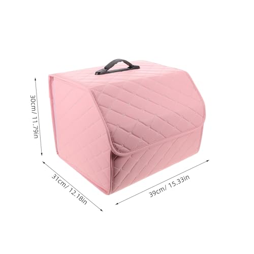 Foldable Car Trunk Organizer Box for Easy Storage Pink Artificial Leather - view 2