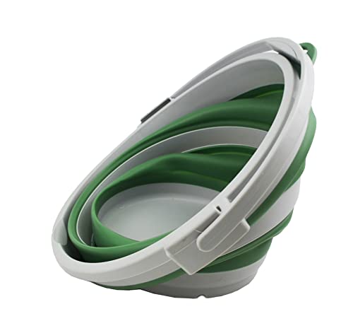 10L (2.64Gallon) Collapsible Fishing Bucket with Locking Lid - Portable Plastic Water Pail - Space Saving Outdoor Waterpot - Trunk Organizer for All Types of Vehicles (Grey/Dark Sea Green) - view 3