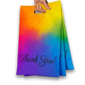 Rainbow Poly Mailers with Handle, 10x13, 100 Pack, Thank You Bags