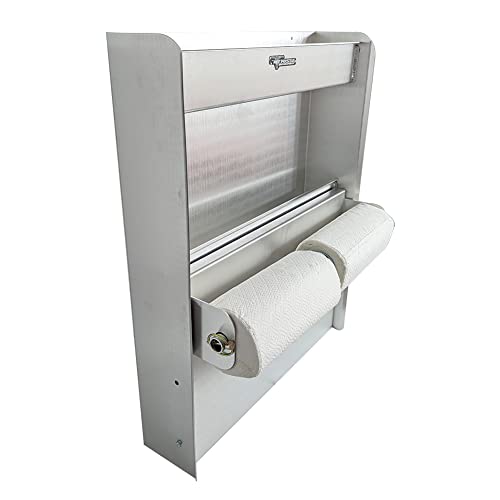 445 Trailer Door Cabinet Organizer Senior Work Station Storage - Made in USA - Flip Out Work Tray Spring Loaded Paper Towel Tensioner Aluminum Garage Bike Shop 25 x 6 x 30 (Silver) - view 6
