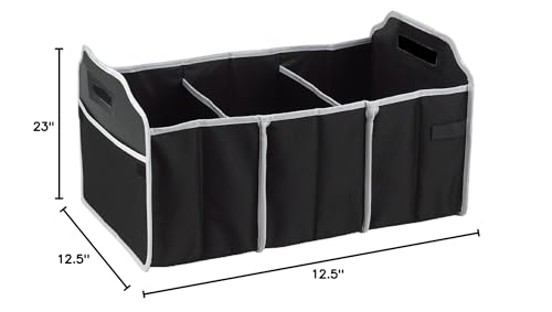 Fully Collapsible Portable Folding Flat Trunk Organizer for Storing Tools, Maps, Cleaning Supplies, Bottles, Groceries and More for Car SUV Truck in Black - view 3