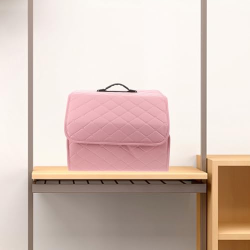 Foldable Car Trunk Organizer Box for Easy Storage Pink Artificial Leather - view 6