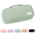Large Capacity Pencil Case Pen Pouch Organizer Canvas Pencil Bag with Handle School Supplies for Teen Girls-Green