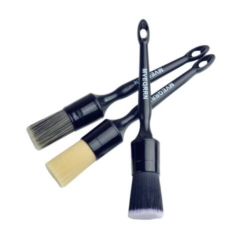 3PCS Car Detailing Brush Set, Boars Hair & Soft Auto Brushes