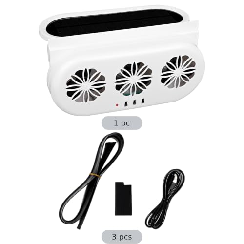Car Window Exhaust Fan, 3-Head Solar Powered Auto Air Vent, USB and Solar Dual Power Ventilation System, Triple Outlet Cooling Fan for Vehicle Interior Air Circulation and Odor Removal - view 2