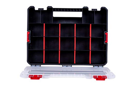2-Pack Small Parts Organizer Box – Stackable Hardware Storage Organizer Case with 20 Compartments & Dividers – Screw, Nut, Bolt, Drill Bit Organizer for Garage, Workshop, Crafts - view 6