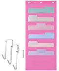 Hanging Wall File Organizer, 6 Pocket, Pink