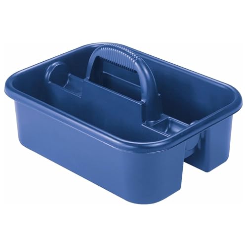 09185 Plastic Tote Tool & Supply Cleaning Caddy with Handle, (18-3/8-Inch x 13-7/8-Inch x 9-Inch), Blue (09185BLUE)