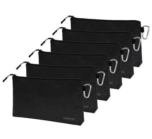 Premium Tool Pouch Zipper Bag, Small Tool Bag, Multipurpose Storage pouch, Heavy duty Flat Bottom Tool bag with YKK Zipper (6 pack Large 12inch Black)