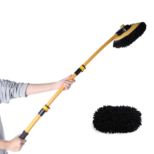 Car Wash Brush Mop with Long Handle for Car Truck RV, Yellow