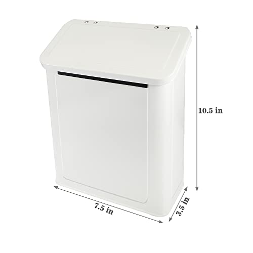 Magnetic Laundry Storage, Large Metal Lint Holder Bin with Lid for Laundry Room, Space-Saving Trash Container Hanging on Dryer, Washer or Wall Mount Trash Bin (White) - view 2