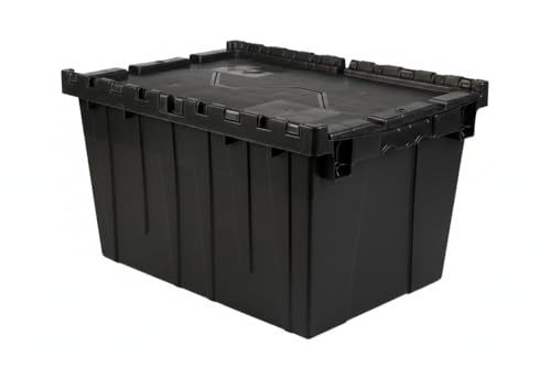 Hudson Exchange 21.9 x 15.2 x 12.8” (3 Pack) Storage Tote Distribution Container with Hinged Attached Lid, Black - view 4