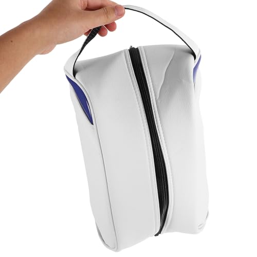 White PU Golf Shoe Storage Bag, Zippered Travel Carrier for Sports Shoes - view 3
