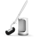 Toilet Bowl Brush Holder Set: Curved Design with Holder for Deep Cleaning Under Rim - Compact Hidden Scrubber for Small Space - Modern RV Bathroom Accessories - White 1 Pack