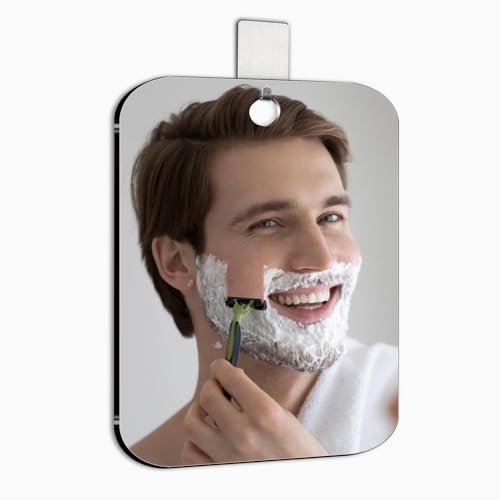 Thicken Shower Mirror Fogless for Shaving,(Large,1 Pcs 11x8 in) Anti Fog Shaving Mirror No Fog Free Holder NO-Drilling Waterproof, Small Wall Mounted Bathroom Accessories Camping Hanging Men - view 6