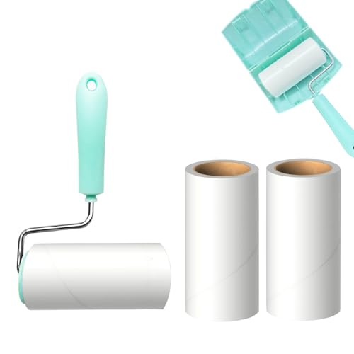 Lint Roller Remover with 180 Sheets, Pet Hair Remover Extra Sticky Roller Hair Dust Remover for Clothes, Furniture, Travel Household 1 Handle+3 Rollers Dog &Cat Hair Removal Green