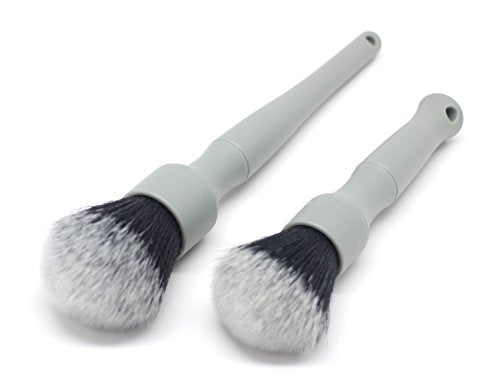 Synthetic Detailing Brush Set - Ultra-Soft Interior Car Cleaning Brushes for, Screens, Emblems, & Tight Spaces - Gray