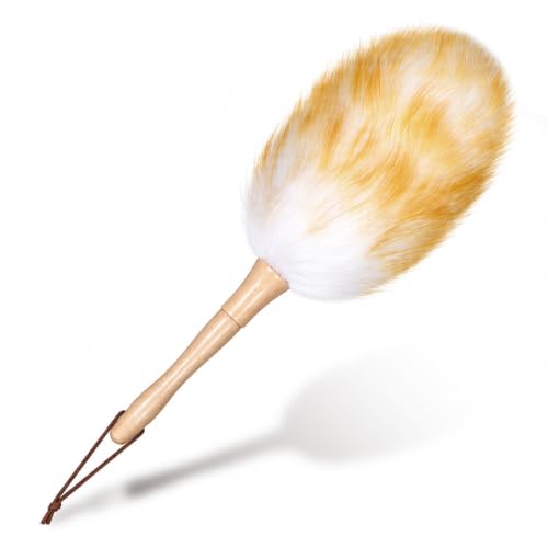 Lambswool Duster for Cleaning with Wooden Handle, Soft Feather Dusters