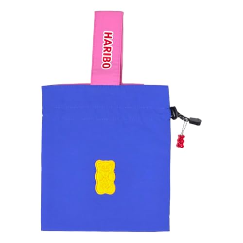 Haribo Gummy Bear Drawstring Pouch, Soft Polyester Lined Bag with Drawcord, Cute Portable Storage for Small Items