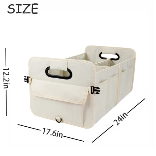 Car Trunk Organizer Car Storage Organizer Collapsible Multi Compartment Car Organizer Adjustable Straps for SUV(Beige) - view 3