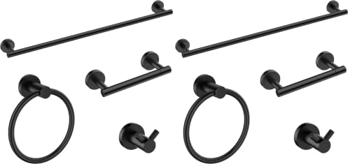 Bathroom Hardware Accessories Set, SUS304 Stainless Steel Towel Bar Set, Modern Towel Racks Holder for Bathroom, Toilet Paper Holder Wall Mounted 4 Pieces(24" Bar, Matte Black) (Pack of 2)