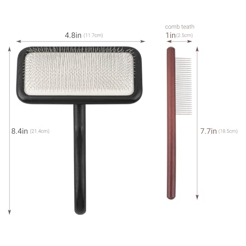 Carpet Rake Sheepskin Wool Brush and Cleaner Comb, Black, 2PCS(Big+Small) - view 2